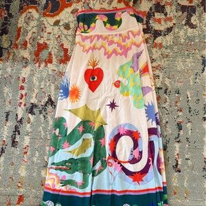 Colorful Graphic Scarf with Dragon and Heart Design